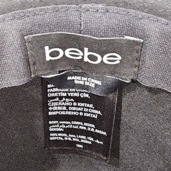 💋UBER GORGE!💋 Y2K BEBE 100% Wool Felt Wide Brimmed Fedora Hat in Black - Picture 9 of 10